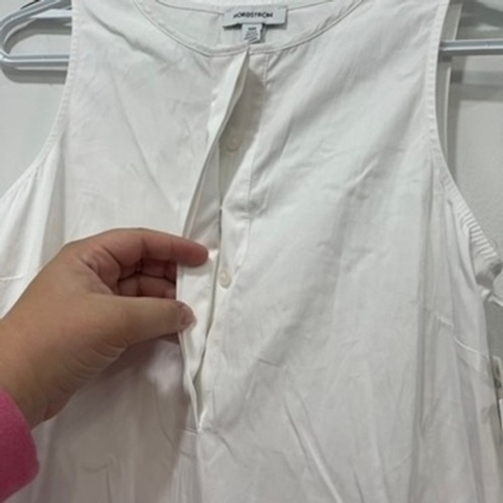 Nordstrom Womens White Midi Dress XXS NWT $119 Cotton Sleeveless Bride Aline - Picture 2 of 7